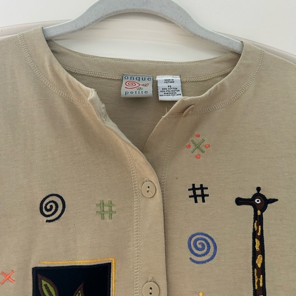 Onque giraffe cardigan. Like new condition. Embroidered, beaded. Miss Frizzle! - Picture 4 of 10